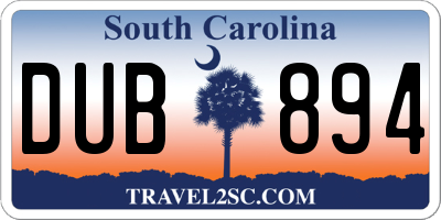 SC license plate DUB894