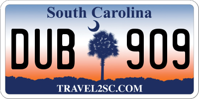 SC license plate DUB909