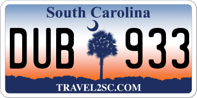 SC license plate DUB933