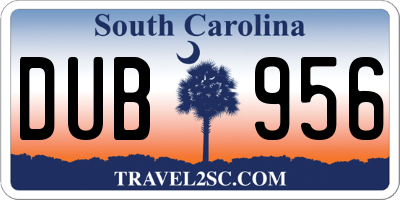 SC license plate DUB956