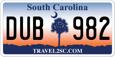 SC license plate DUB982