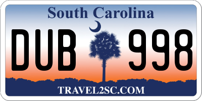 SC license plate DUB998