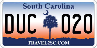 SC license plate DUC020