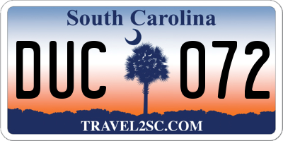SC license plate DUC072