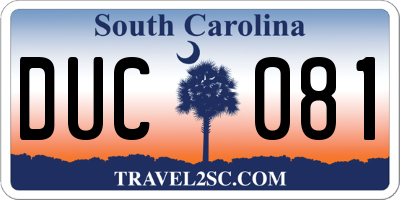 SC license plate DUC081