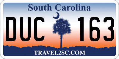 SC license plate DUC163