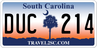 SC license plate DUC214
