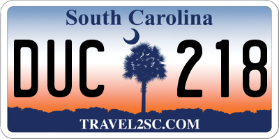 SC license plate DUC218