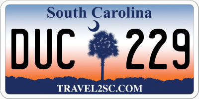 SC license plate DUC229