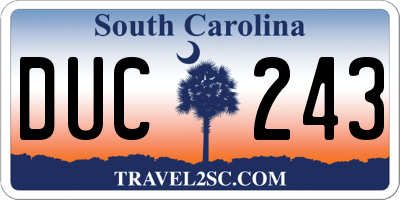 SC license plate DUC243