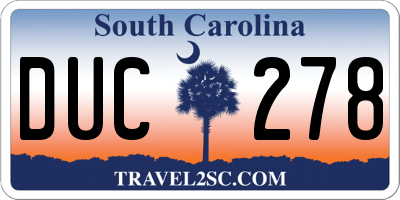 SC license plate DUC278