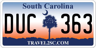 SC license plate DUC363
