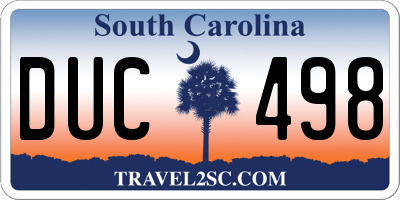 SC license plate DUC498