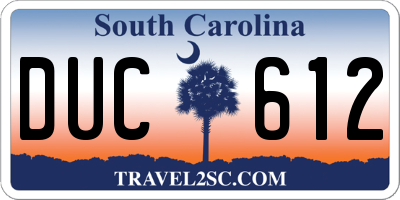 SC license plate DUC612