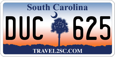 SC license plate DUC625