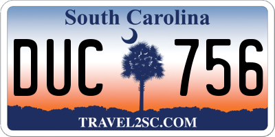 SC license plate DUC756