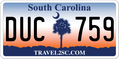 SC license plate DUC759