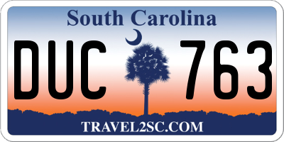 SC license plate DUC763