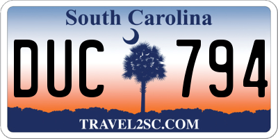 SC license plate DUC794