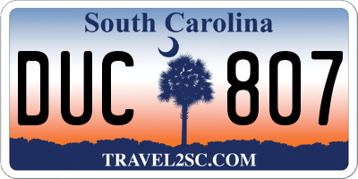 SC license plate DUC807