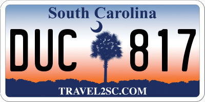 SC license plate DUC817