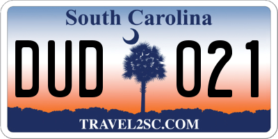 SC license plate DUD021