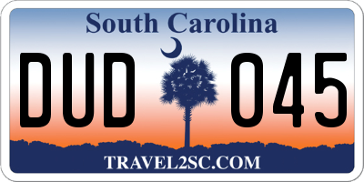 SC license plate DUD045