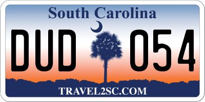SC license plate DUD054