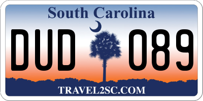 SC license plate DUD089