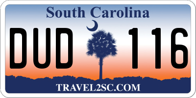 SC license plate DUD116
