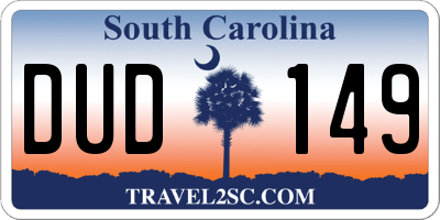 SC license plate DUD149