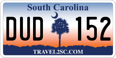 SC license plate DUD152