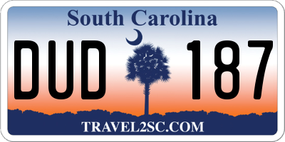 SC license plate DUD187