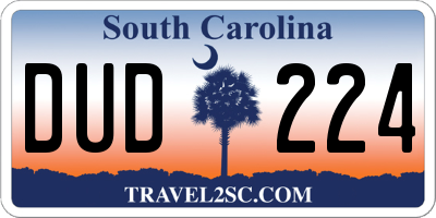 SC license plate DUD224