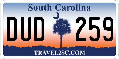 SC license plate DUD259