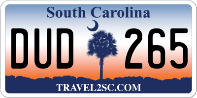 SC license plate DUD265