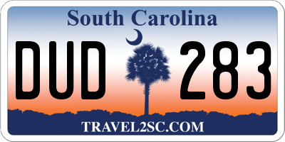 SC license plate DUD283