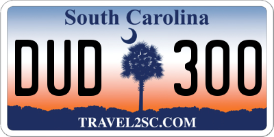 SC license plate DUD300