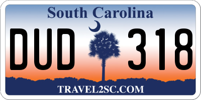 SC license plate DUD318