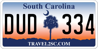 SC license plate DUD334