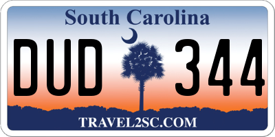 SC license plate DUD344