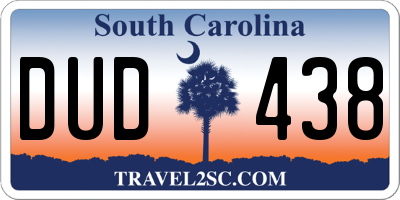 SC license plate DUD438
