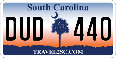 SC license plate DUD440