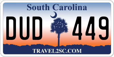SC license plate DUD449