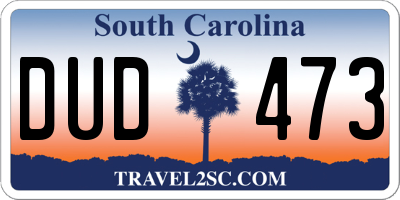 SC license plate DUD473
