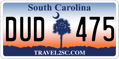 SC license plate DUD475
