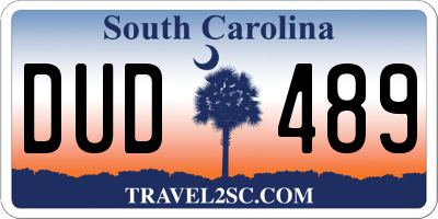 SC license plate DUD489
