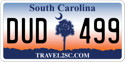 SC license plate DUD499