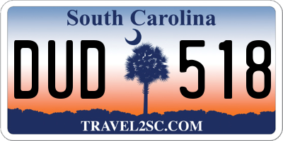 SC license plate DUD518