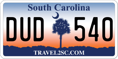 SC license plate DUD540